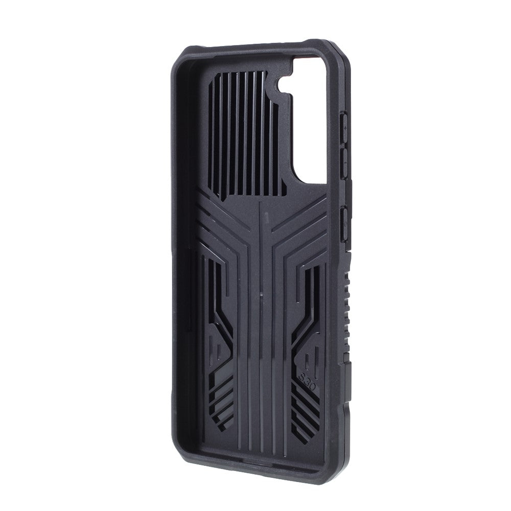 Plastic + TPU + Metal Hybrid Protector Case with Kickstand + Built-in Magnetic Metal Sheet for Samsung Galaxy S21 Plus 5G