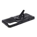 Plastic + TPU + Metal Hybrid Protector Case with Kickstand + Built-in Magnetic Metal Sheet for Samsung Galaxy S21 Plus 5G