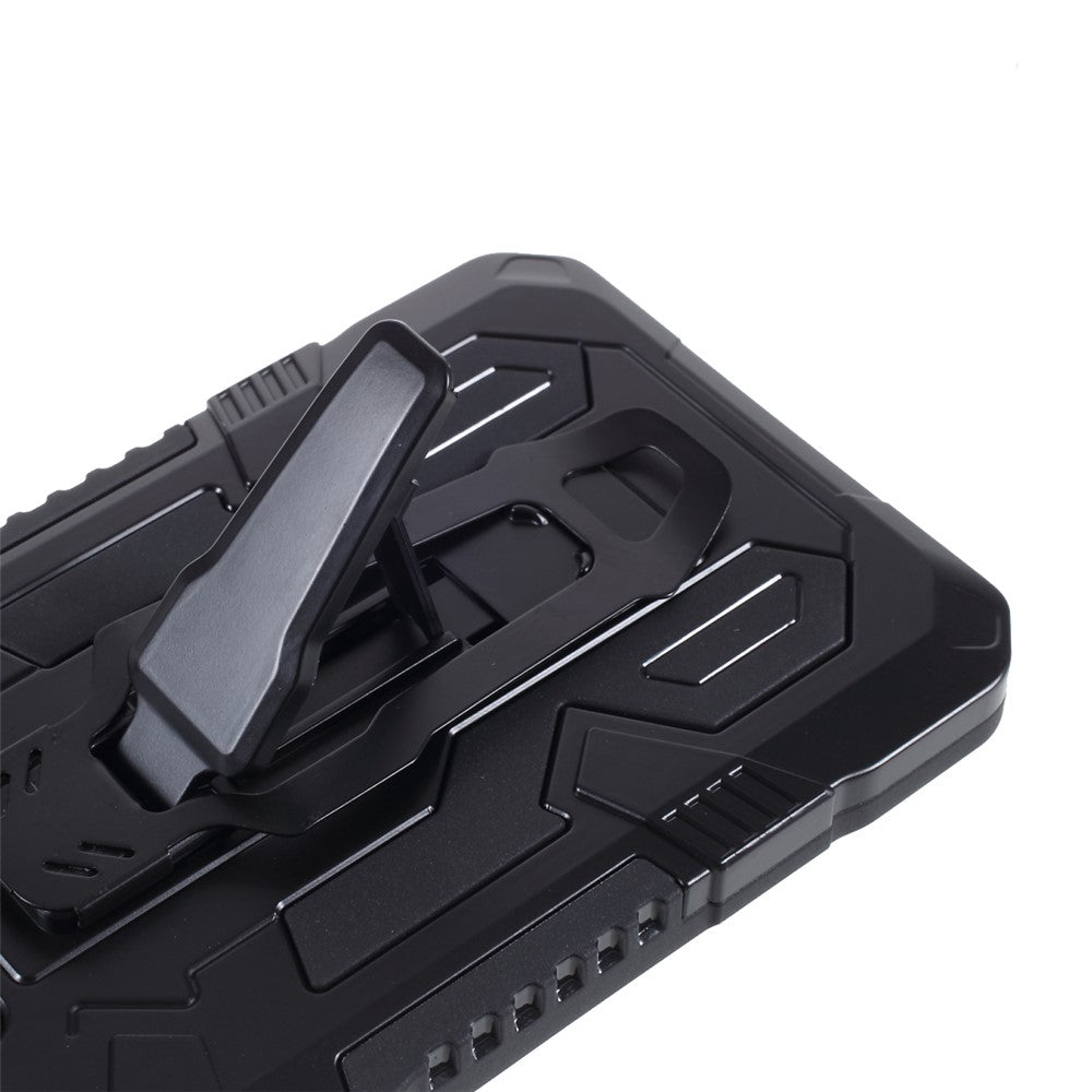 Plastic + TPU + Metal Hybrid Protector Case with Kickstand + Built-in Magnetic Metal Sheet for Samsung Galaxy S21 Plus 5G