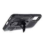 Plastic + TPU + Metal Hybrid Protector Case with Kickstand + Built-in Magnetic Metal Sheet for Samsung Galaxy S21 Plus 5G
