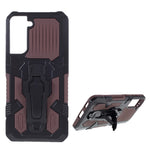 Plastic + TPU + Metal Hybrid Protector Case with Kickstand + Built-in Magnetic Metal Sheet for Samsung Galaxy S21 Plus 5G