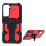 Plastic + TPU + Metal Hybrid Protector Case with Kickstand + Built-in Magnetic Metal Sheet for Samsung Galaxy S21 Plus 5G