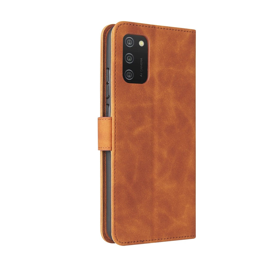 Pungstativ Design Hudfølelse Pung Læder Telefoncover til Samsung Galaxy A02s (166.5mm)