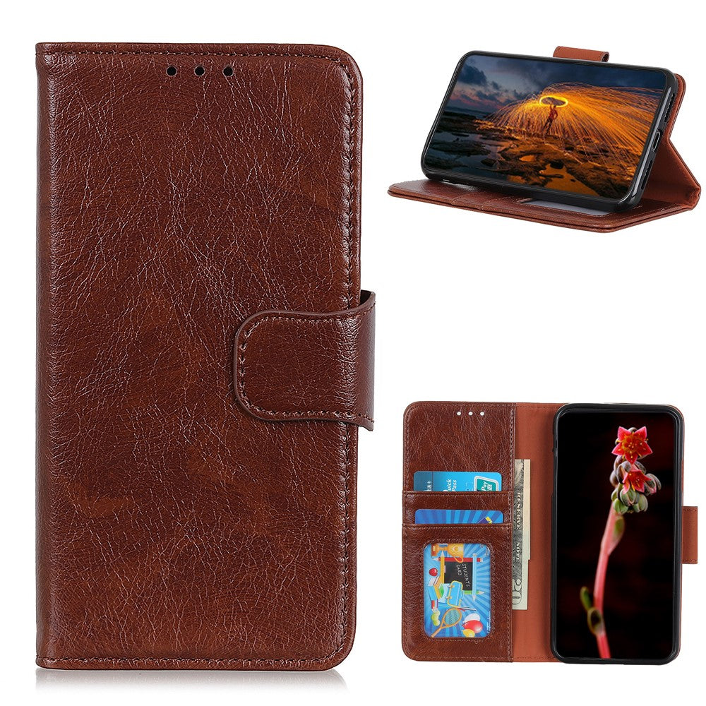 Til Samsung Galaxy A52 4G/5G / A52s 5G Wallet Telefoncover Stødsikkert Flip Folio Cover med Stativ Splitlæder Telefoncover med Nappa Tekstur