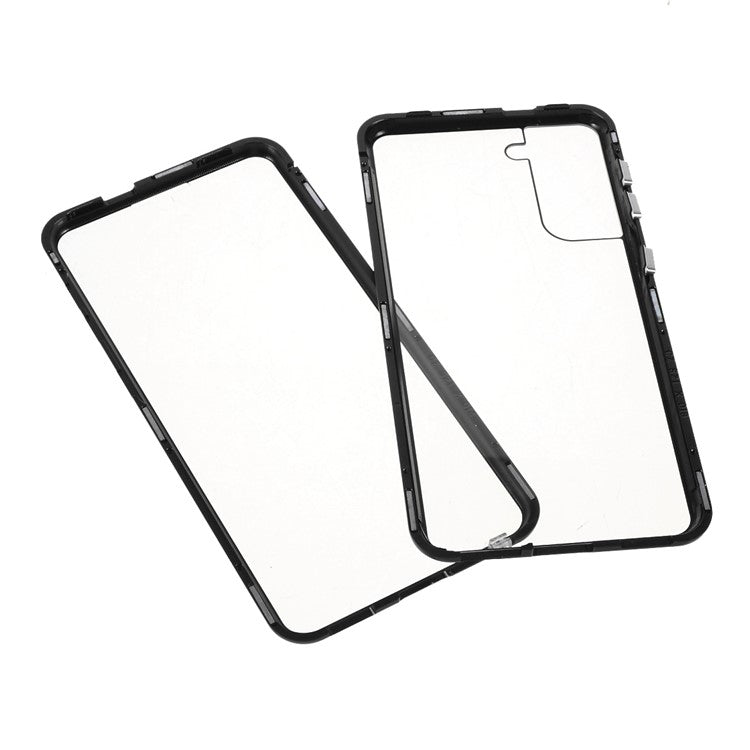 Metal Frame Magnetic + Lock Installation with Double Side Tempered Glass Case (no Fingerprint Function but with Face Recognition Function) for Samsung Galaxy S21 4G/5G 4G/5G
