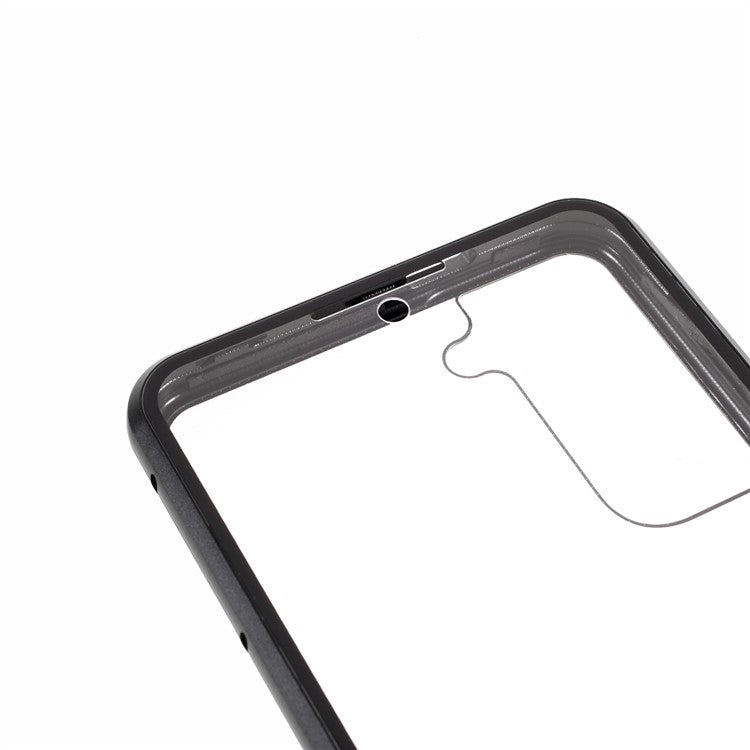 Metal Frame Magnetic + Lock Installation with Double Side Tempered Glass Case (no Fingerprint Function but with Face Recognition Function) for Samsung Galaxy S21 4G/5G 4G/5G