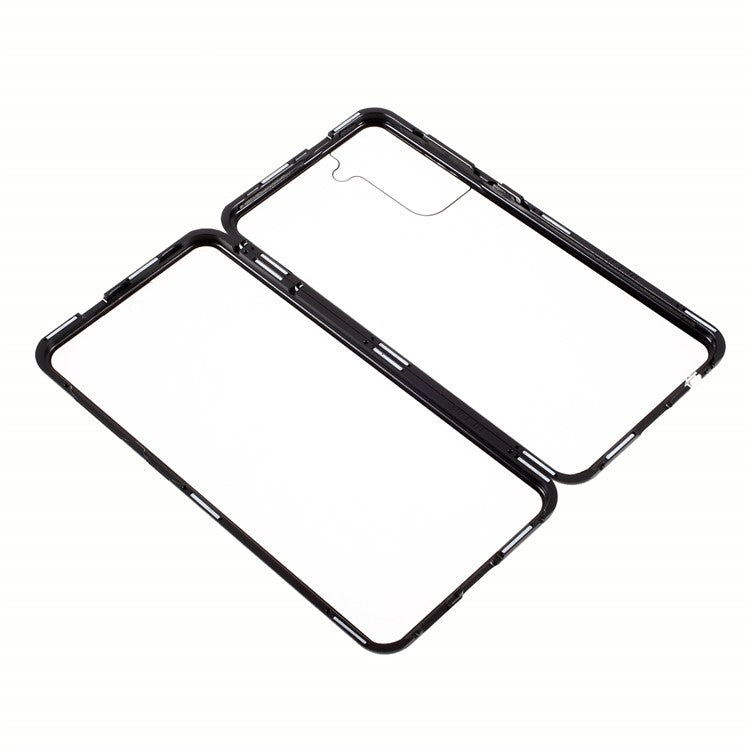 Metal Frame Magnetic + Lock Installation with Double Side Tempered Glass Case (no Fingerprint Function but with Face Recognition Function) for Samsung Galaxy S21 4G/5G 4G/5G