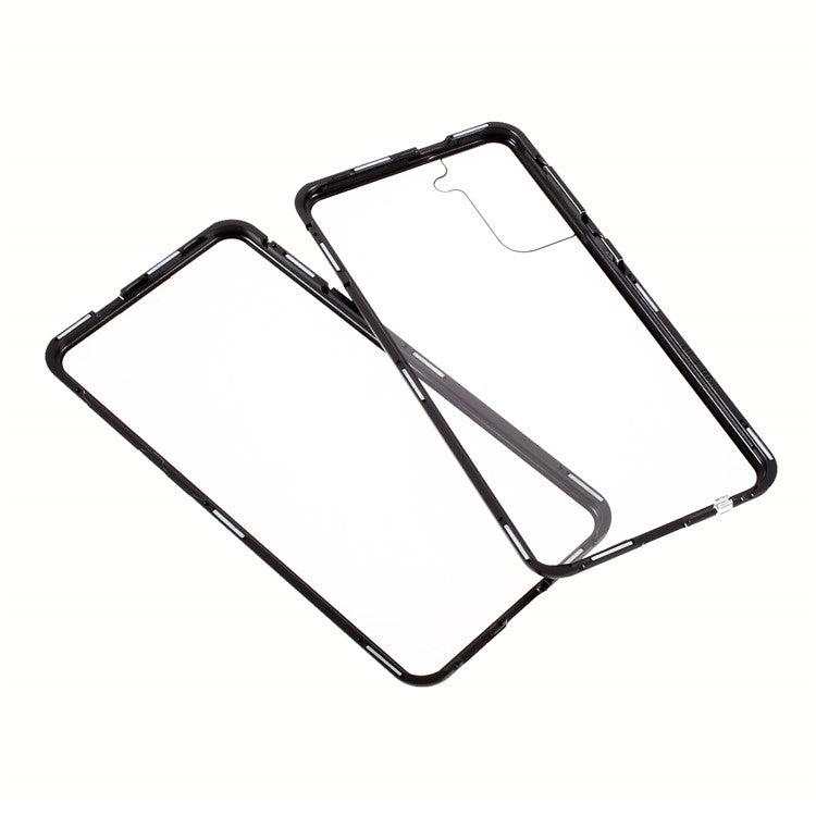 Metal Frame Magnetic + Lock Installation with Double Side Tempered Glass Case (no Fingerprint Function but with Face Recognition Function) for Samsung Galaxy S21 4G/5G 4G/5G