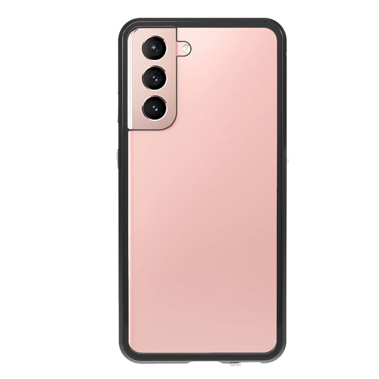 Metal Frame Magnetic + Lock Installation with Double Side Tempered Glass Case (no Fingerprint Function but with Face Recognition Function) for Samsung Galaxy S21 4G/5G 4G/5G