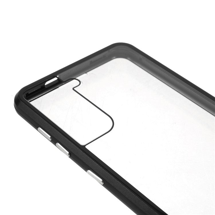 Metal Frame Magnetic + Lock Installation with Double Side Tempered Glass Case (no Fingerprint Function but with Face Recognition Function) for Samsung Galaxy S21 4G/5G 4G/5G