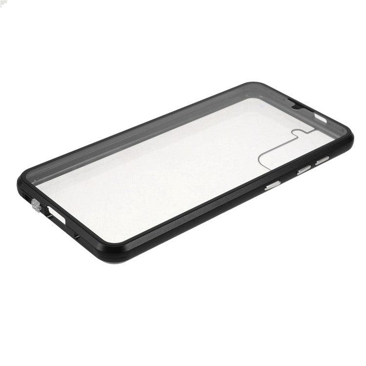 Metal Frame Magnetic + Lock Installation with Double Side Tempered Glass Case (no Fingerprint Function but with Face Recognition Function) for Samsung Galaxy S21 4G/5G 4G/5G