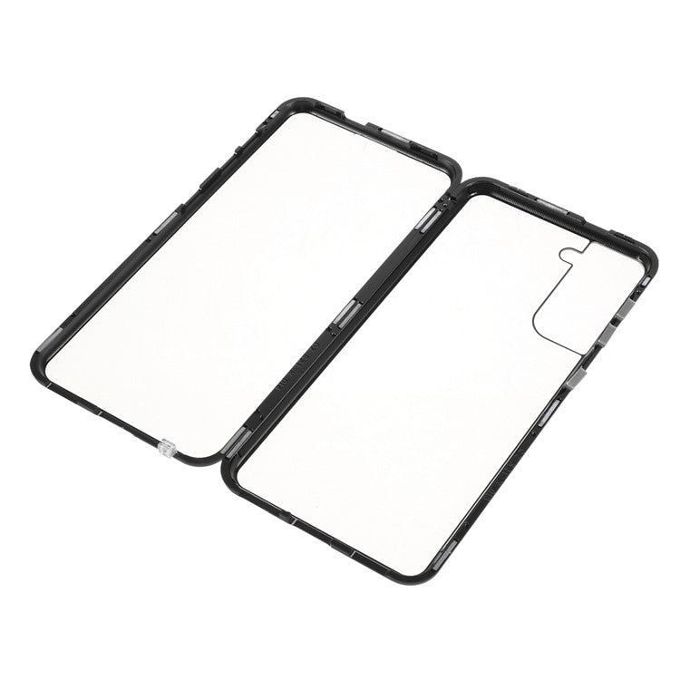 Metal Frame Magnetic + Lock Installation with Double Side Tempered Glass Case (no Fingerprint Function but with Face Recognition Function) for Samsung Galaxy S21 4G/5G 4G/5G