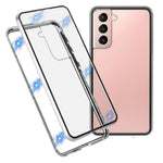 Metal Frame Magnetic + Lock Installation with Double Side Tempered Glass Case (no Fingerprint Function but with Face Recognition Function) for Samsung Galaxy S21 4G/5G 4G/5G