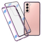Metal Frame Magnetic + Lock Installation with Double Side Tempered Glass Case (no Fingerprint Function but with Face Recognition Function) for Samsung Galaxy S21 4G/5G 4G/5G