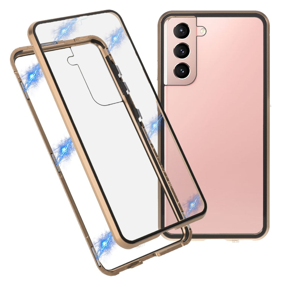 Metal Frame Magnetic + Lock Installation with Double Side Tempered Glass Case (no Fingerprint Function but with Face Recognition Function) for Samsung Galaxy S21 4G/5G 4G/5G