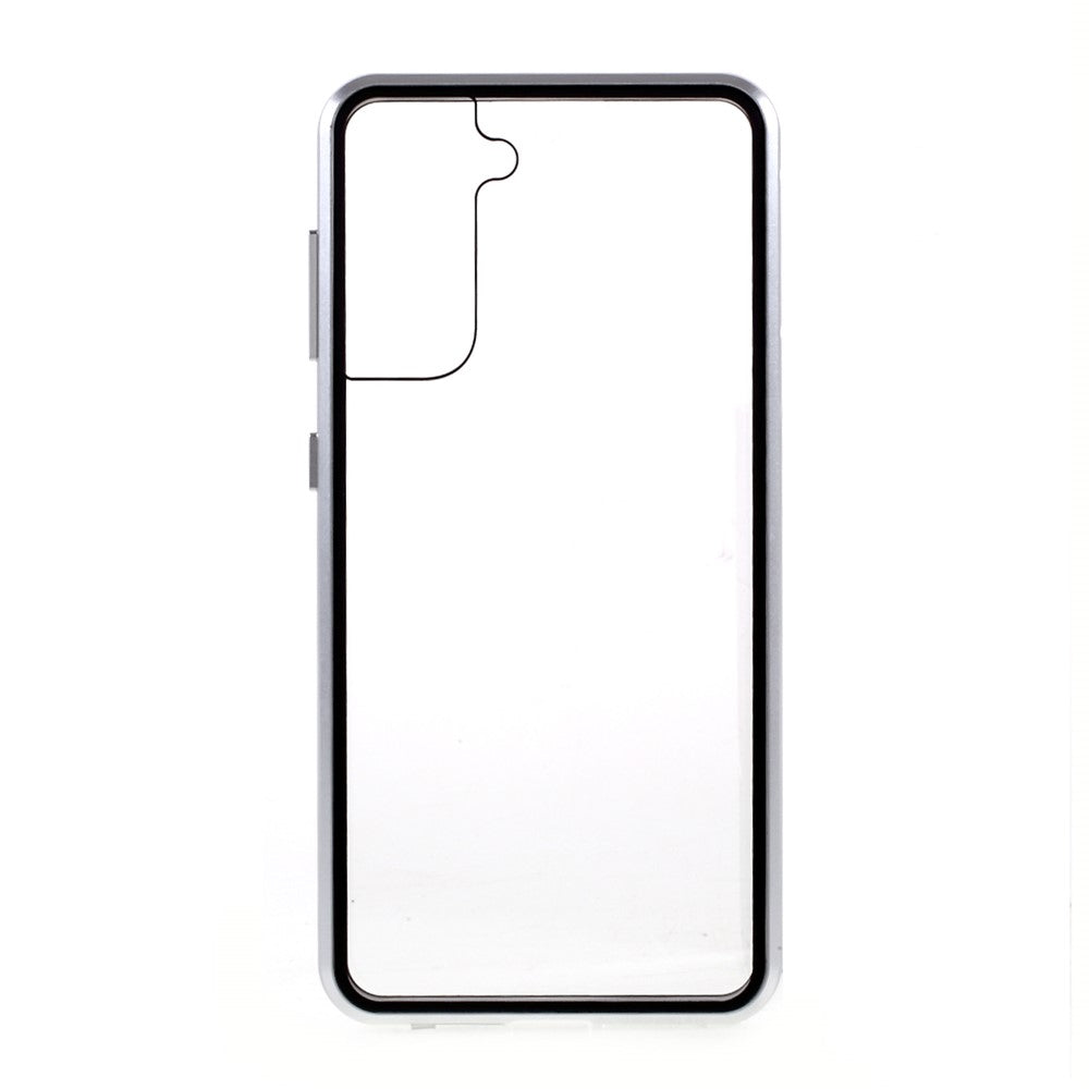 Metal Frame with Double Side Tempered Glass Case (No Fingerprint Function but with Face Recognition Function) by Magnetic + Lock Installation for Samsung Galaxy S21+ 5G