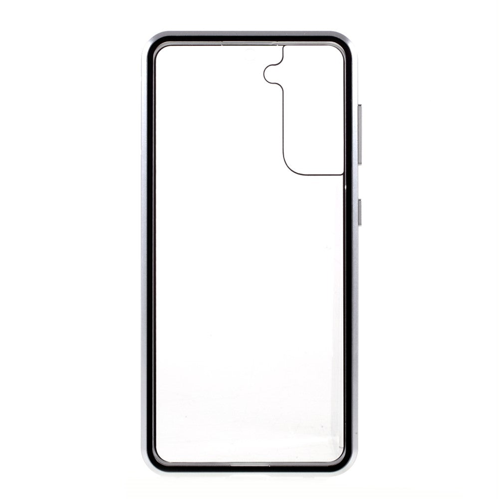 Metal Frame with Double Side Tempered Glass Case (No Fingerprint Function but with Face Recognition Function) by Magnetic + Lock Installation for Samsung Galaxy S21+ 5G