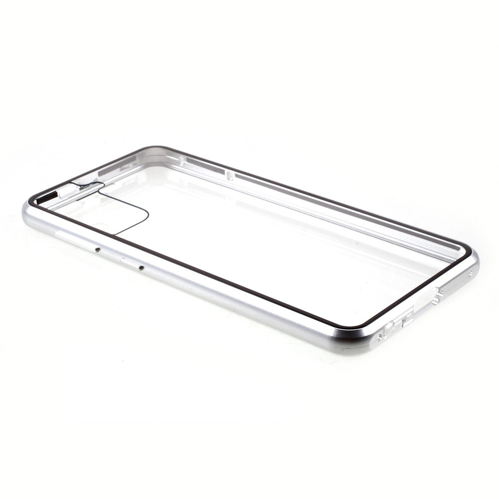 Metal Frame with Double Side Tempered Glass Case (No Fingerprint Function but with Face Recognition Function) by Magnetic + Lock Installation for Samsung Galaxy S21+ 5G