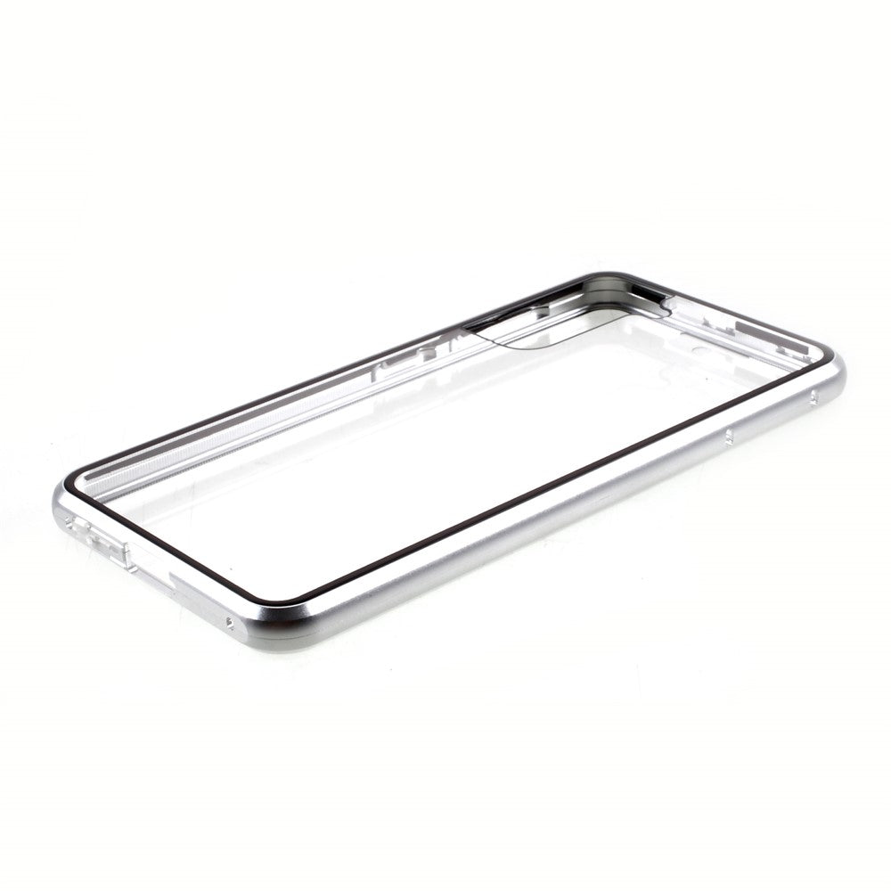 Metal Frame with Double Side Tempered Glass Case (No Fingerprint Function but with Face Recognition Function) by Magnetic + Lock Installation for Samsung Galaxy S21+ 5G