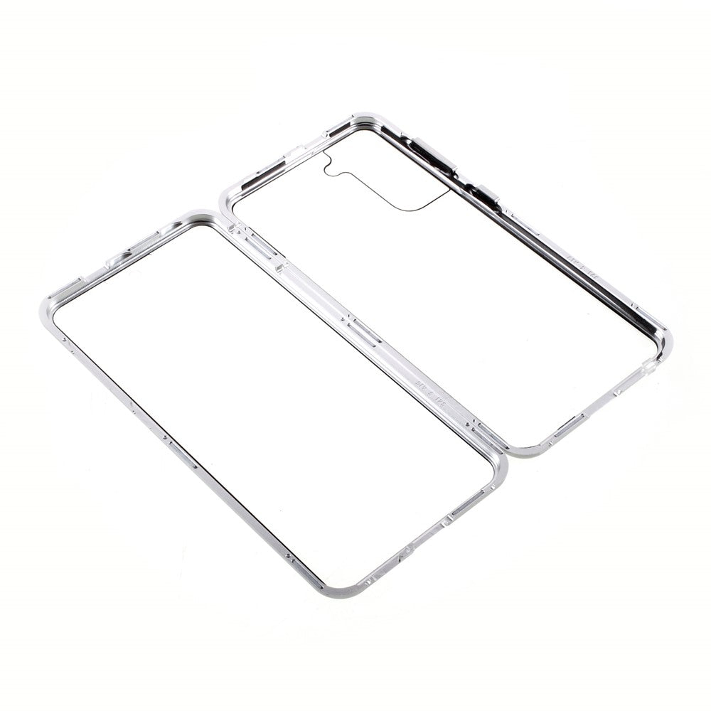 Metal Frame with Double Side Tempered Glass Case (No Fingerprint Function but with Face Recognition Function) by Magnetic + Lock Installation for Samsung Galaxy S21+ 5G