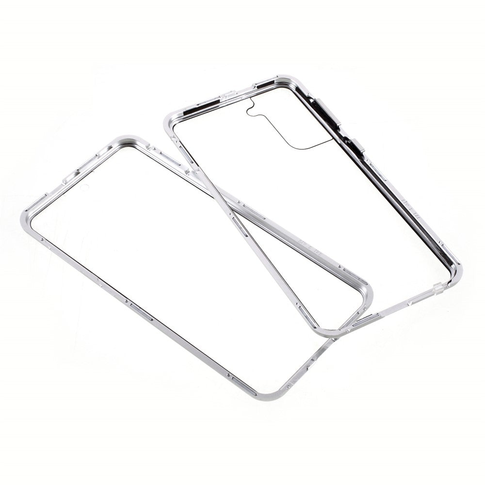 Metal Frame with Double Side Tempered Glass Case (No Fingerprint Function but with Face Recognition Function) by Magnetic + Lock Installation for Samsung Galaxy S21+ 5G