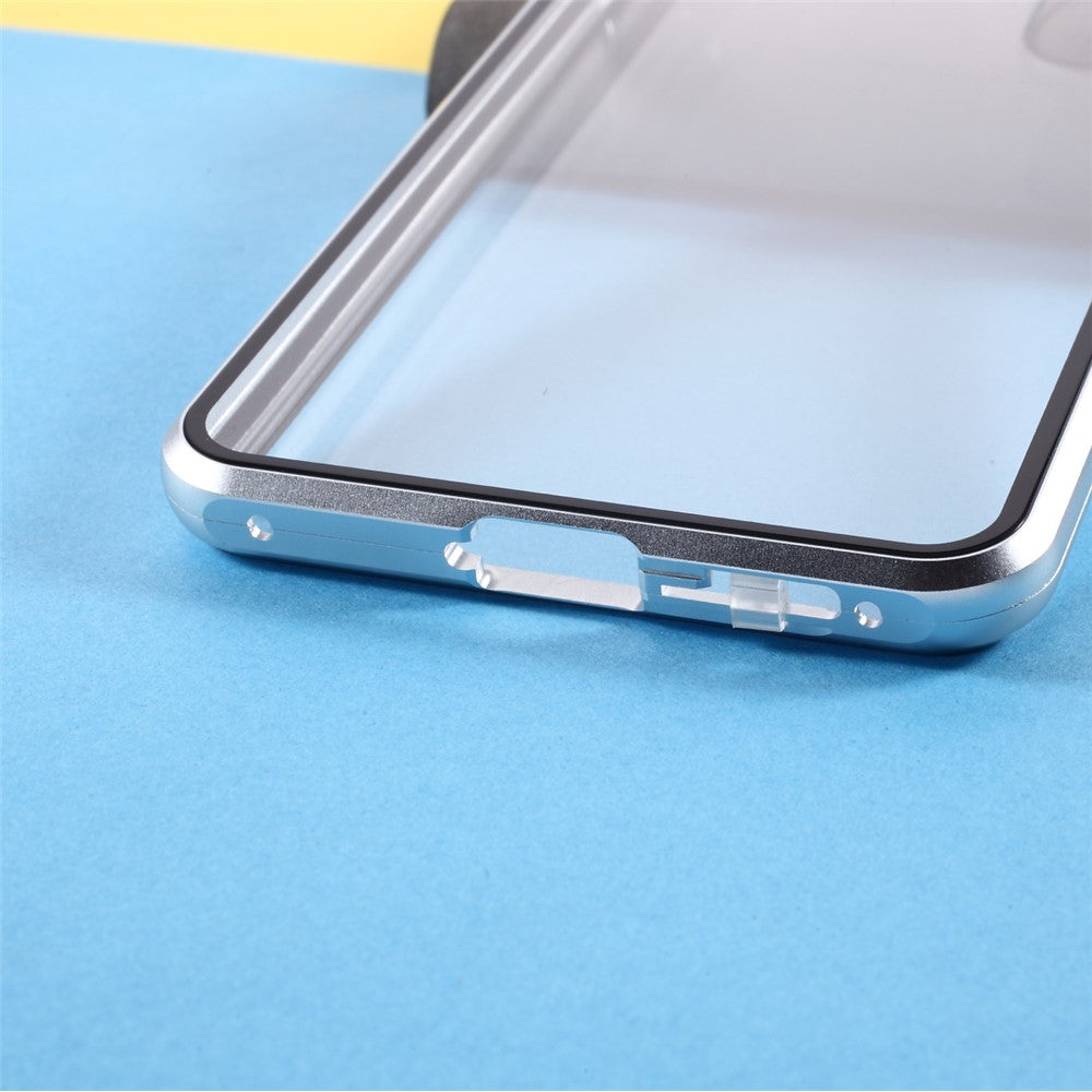 Metal Frame with Double Side Tempered Glass Case (No Fingerprint Function but with Face Recognition Function) by Magnetic + Lock Installation for Samsung Galaxy S21+ 5G
