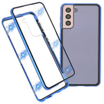 Metallram med dubbelsidigt härdat glasfodral (ingen fingeravtrycksfunktion men med ansiktsigenkänningsfunktion) med magnetlås för Samsung Galaxy S21+ 5G