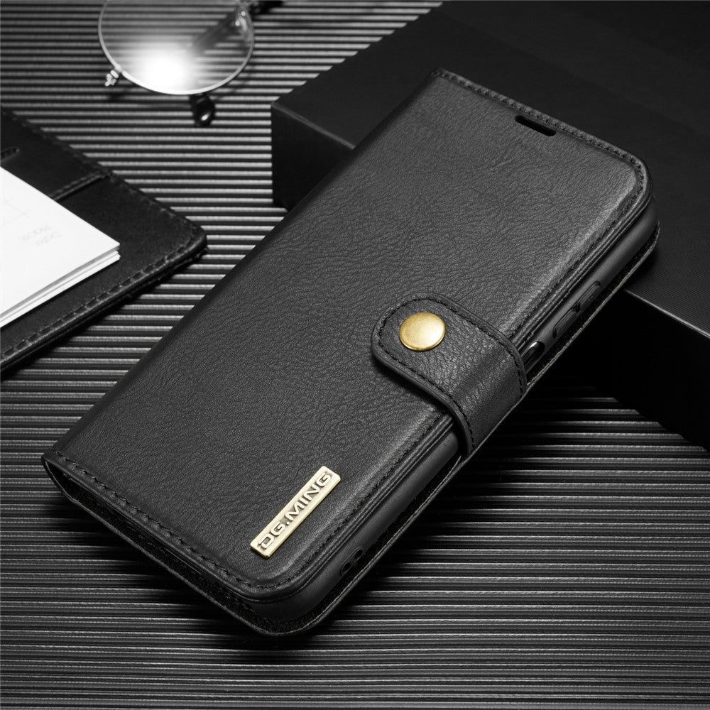 DG.MING til Samsung Galaxy A42 5G Wallet Anti-ridse Splitlæder Cover Aftageligt 2-i-1 PC Bagcover