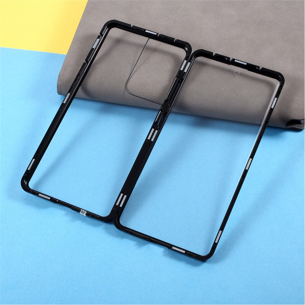 Magnetic Metal Frame Lock Installation with Double Side Tempered Glass Case (no Fingerprint Function but with Face Recognition Function) for Samsung Galaxy S21 Ultra 5G