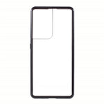 Magnetic Metal Frame Lock Installation with Double Side Tempered Glass Case (no Fingerprint Function but with Face Recognition Function) for Samsung Galaxy S21 Ultra 5G