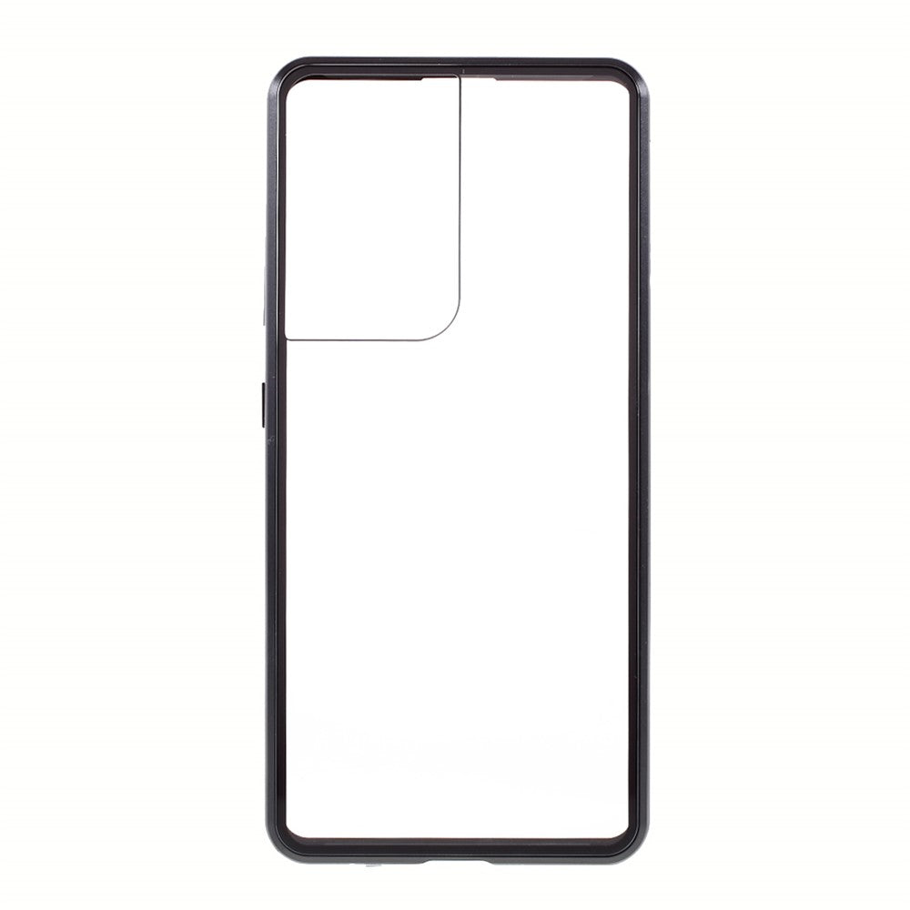 Magnetic Metal Frame Lock Installation with Double Side Tempered Glass Case (no Fingerprint Function but with Face Recognition Function) for Samsung Galaxy S21 Ultra 5G