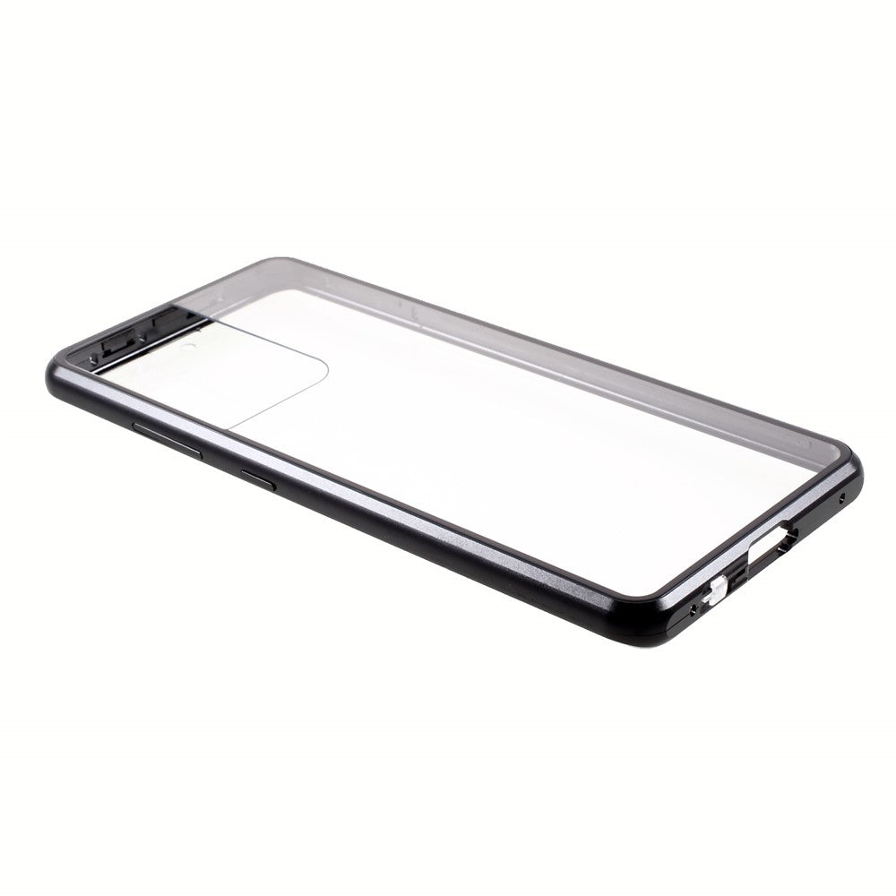 Magnetic Metal Frame Lock Installation with Double Side Tempered Glass Case (no Fingerprint Function but with Face Recognition Function) for Samsung Galaxy S21 Ultra 5G