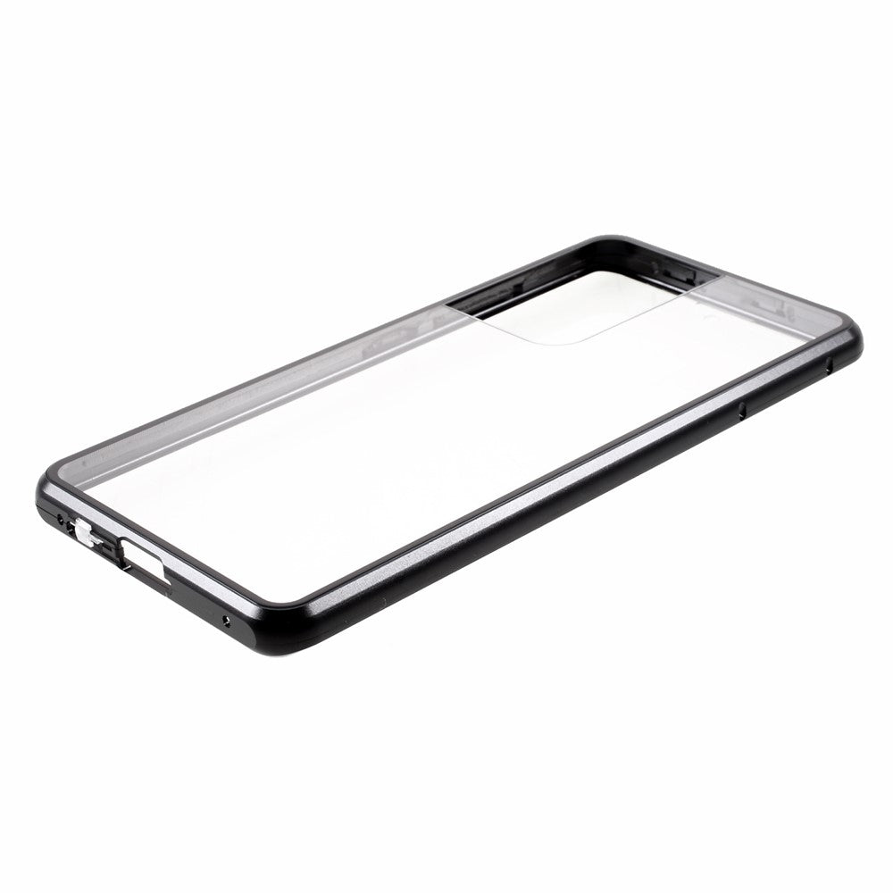 Magnetic Metal Frame Lock Installation with Double Side Tempered Glass Case (no Fingerprint Function but with Face Recognition Function) for Samsung Galaxy S21 Ultra 5G