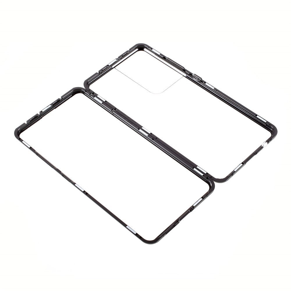 Magnetic Metal Frame Lock Installation with Double Side Tempered Glass Case (no Fingerprint Function but with Face Recognition Function) for Samsung Galaxy S21 Ultra 5G