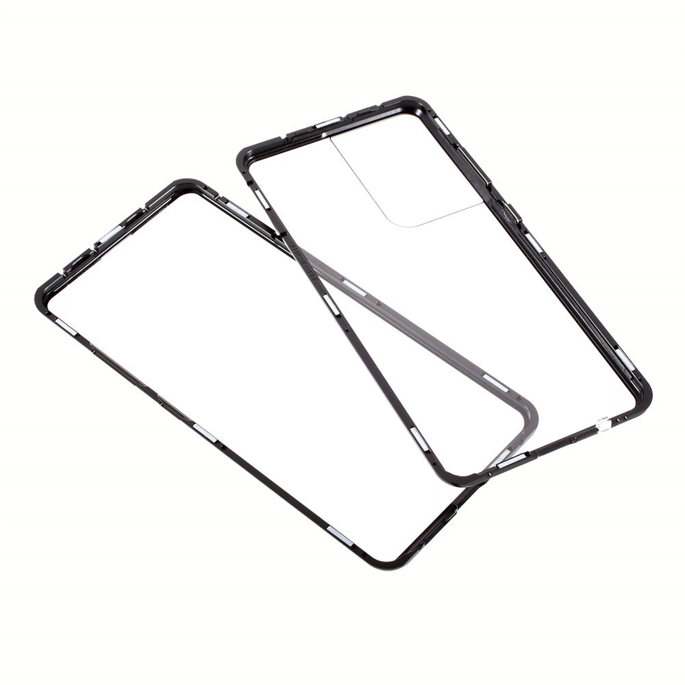 Magnetic Metal Frame Lock Installation with Double Side Tempered Glass Case (no Fingerprint Function but with Face Recognition Function) for Samsung Galaxy S21 Ultra 5G