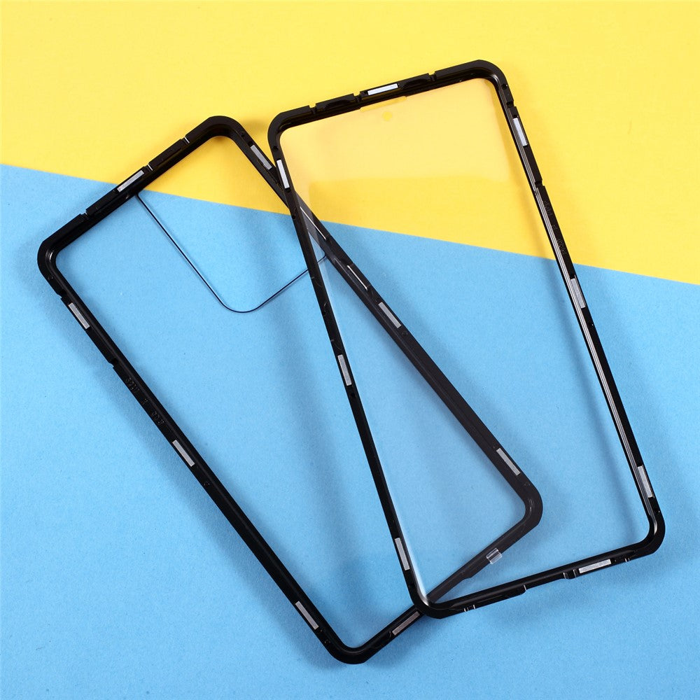 Magnetic Metal Frame Lock Installation with Double Side Tempered Glass Case (no Fingerprint Function but with Face Recognition Function) for Samsung Galaxy S21 Ultra 5G