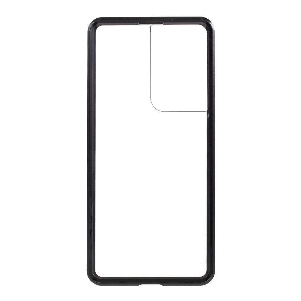Magnetic Metal Frame Lock Installation with Double Side Tempered Glass Case (no Fingerprint Function but with Face Recognition Function) for Samsung Galaxy S21 Ultra 5G