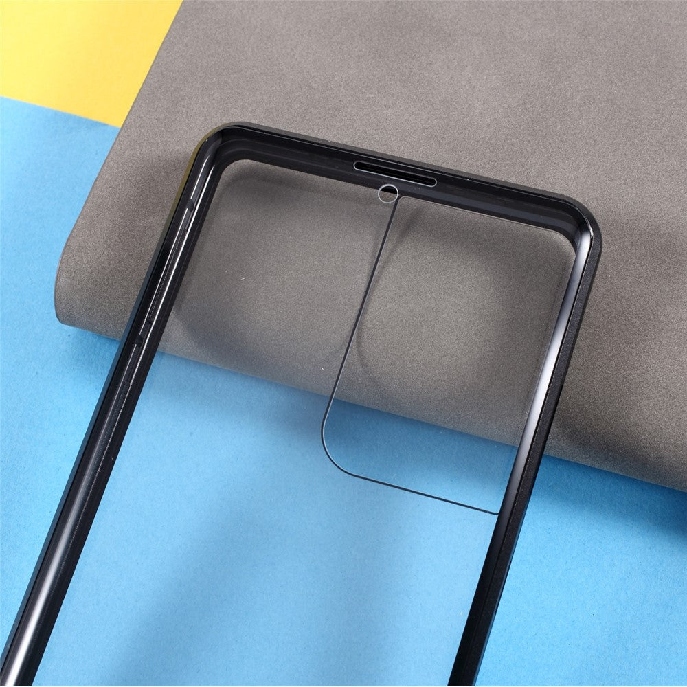 Magnetic Metal Frame Lock Installation with Double Side Tempered Glass Case (no Fingerprint Function but with Face Recognition Function) for Samsung Galaxy S21 Ultra 5G