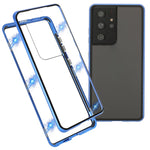 Magnetic Metal Frame Lock Installation with Double Side Tempered Glass Case (no Fingerprint Function but with Face Recognition Function) for Samsung Galaxy S21 Ultra 5G