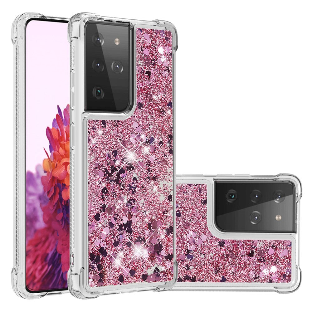 Dynamic Quicksand TPU Shockproof Protection Phone Casing for Samsung Galaxy S21 Ultra 5G