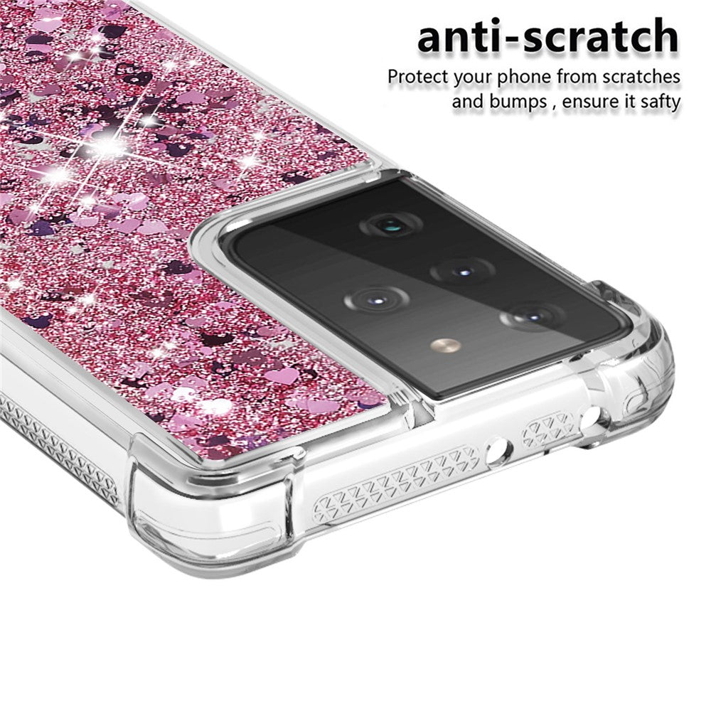 Dynamic Quicksand TPU Shockproof Protection Phone Casing for Samsung Galaxy S21 Ultra 5G