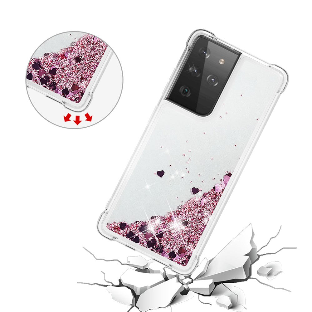 Dynamic Quicksand TPU Shockproof Protection Phone Casing for Samsung Galaxy S21 Ultra 5G