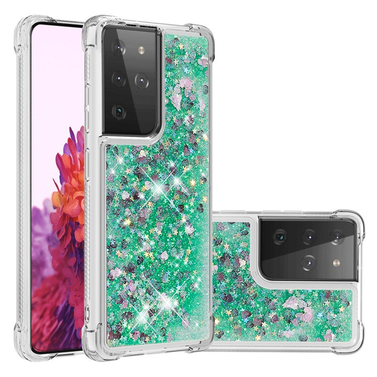 Dynamic Quicksand TPU Shockproof Protection Phone Casing for Samsung Galaxy S21 Ultra 5G