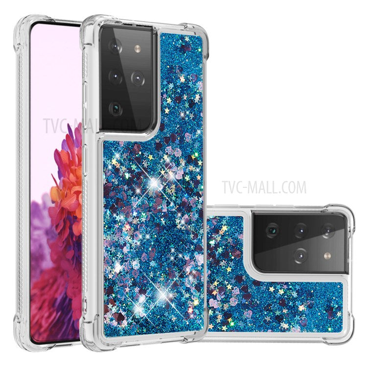 Dynamic Quicksand TPU Shockproof Protection Phone Casing for Samsung Galaxy S21 Ultra 5G