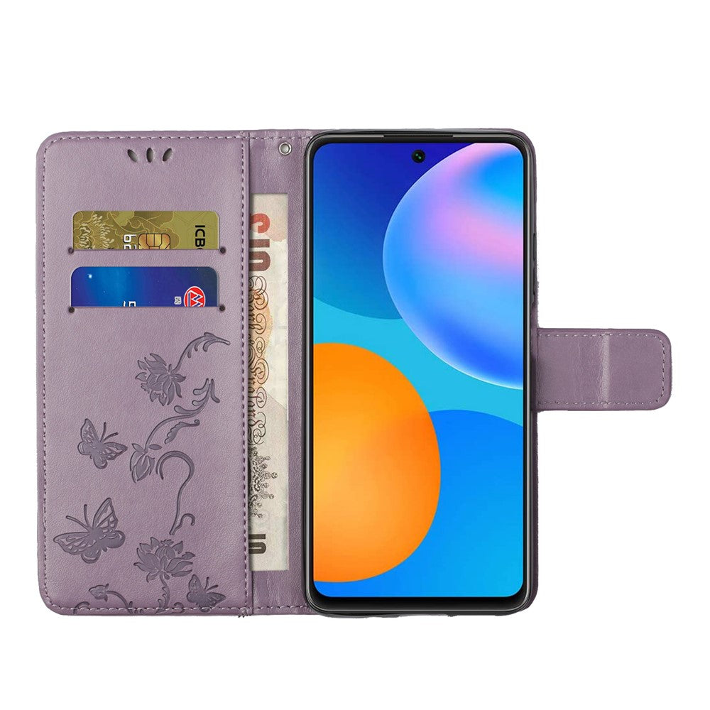 Punktblomsterpræg Indvendig og Udvendig Læderpung Telefoncover til Samsung Galaxy A72 4G/5G