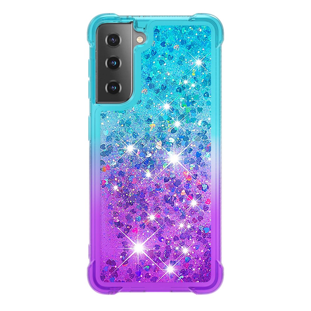 Four Corner Cushion Gradient Glitter Powder Quicksand TPU Shell Cell Phone Cover for Samsung Galaxy S21 4G/5G