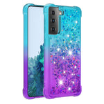 Four Corner Cushion Gradient Glitter Powder Quicksand TPU Shell Cell Phone Cover for Samsung Galaxy S21 4G/5G