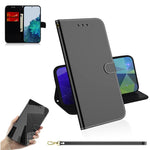 Mirror-like Surface Leather Wallet Stand Design Case with Wrist Strap for Samsung Galaxy S21 Plus 5G