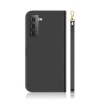 Mirror-like Surface Leather Wallet Stand Design Case with Wrist Strap for Samsung Galaxy S21 Plus 5G