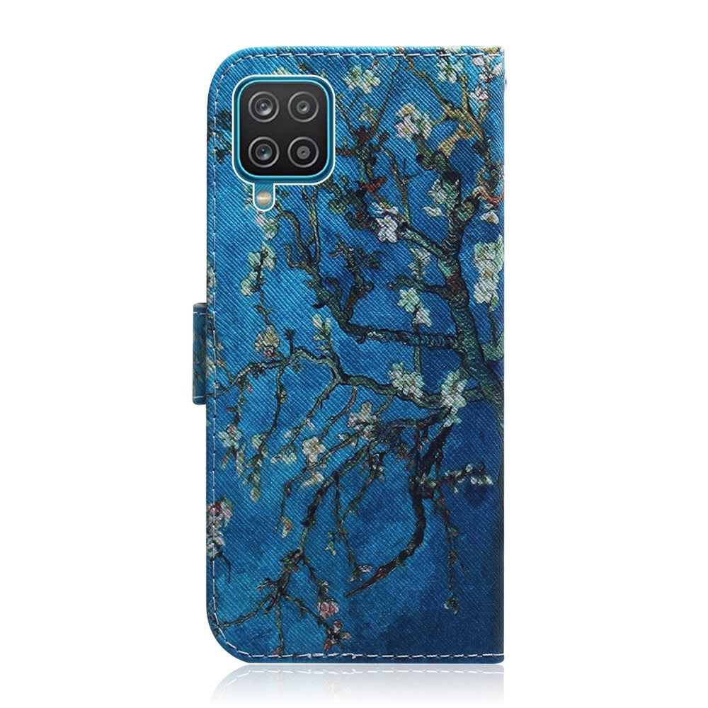 Mönstertryck PU-läder plånboksfodral för mobilmobil till Samsung Galaxy A12